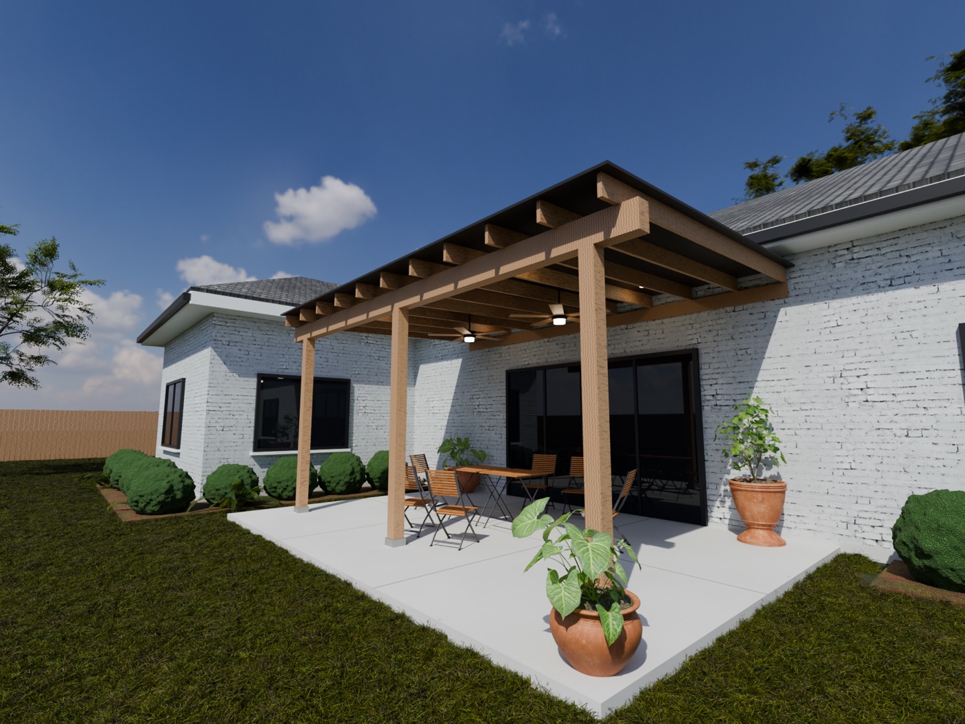 Photo-real render of the same patio cover