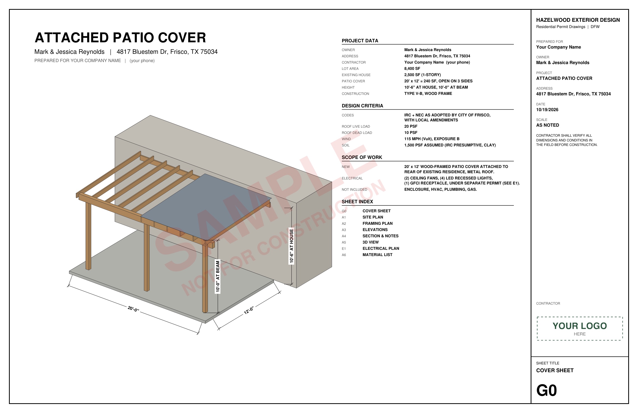 Sample cover sheet